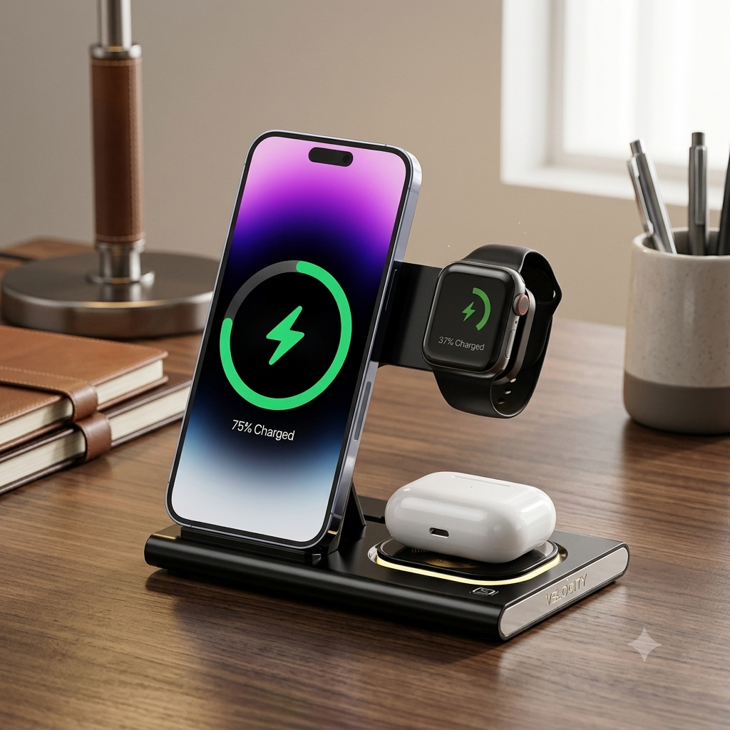 3 IN 1 15W Wireless Charging Charger Magnetic Desktop Night Light Iwatch Fast Charging Stand Gift Customization